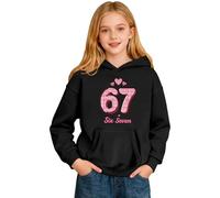 67 Meme Kids Christmas Hoodies 6 7" Number Hearts Printed Hooded Sweatshirts for Boys Girls Comfortable Soft Fabric Coats Causal Cozy Long Sleeve Jumpers for Valentine's (a1-Black, 18-24 Months)