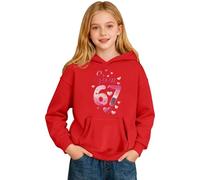 67 Meme Kids Christmas Hoodies 6 7" Number Hearts Printed Hooded Sweatshirts for Boys Girls Comfortable Soft Fabric Coats Causal Cozy Long Sleeve Jumpers for Valentine's Day (a2-Red, 18-24 Months)