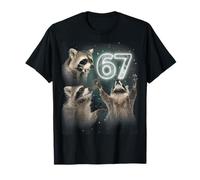67 Meme Racoon Howling at The Moon 67 T-Shirt 6 7 Halloween T-Shirt