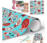 67 Meme Santa Gift Wrap,Kids Funny Six Seven Wrapping Paper,Secret Santa & Gag Gifts,19in Wide Birthday Xmas Santa Festive Present Wrapping Rolls,Fun Holiday Wrapping Paper (Blue, 19x36 in)