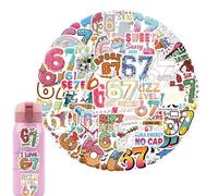 67 Meme Six Seven Stickers Kids, 53 Pcs Funny 6 7 Meme Decals Gift, Waterproof Decorative Six Seven Stickers for Teens Boys Girls Children