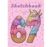67 Meme Sketchbook - Ice Cream Drip 6 7 Six Seven Artist Book For Kids and Teens with 100 blank pages, size 8.5 x 11 inch