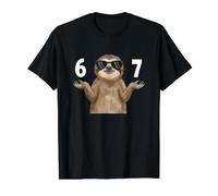 67 Meme Sloth Shirt 6 7 Hand Gesture Kids Slang Six Seven Value Graphic T-Shirt, Men, Black, XL