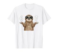 67 Meme Sloth Shirt 6 7 Hand Gesture Kids Slang Six Seven Value Graphic T-Shirt, Men, White, L