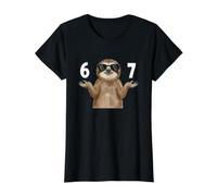 67 Meme Sloth Shirt 6 7 Hand Gesture Kids Slang Six Seven Value Graphic T-Shirt, Women, Black, S