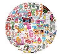 67 Meme Stickers, CAREOR 57Pcs Funny Six Seven Meme Stickers, Vinyl Waterproof Number Sticker Decals for Teens Office Workers Crafts Gifts Laptop Bottles Guitar Luggage Skateboard