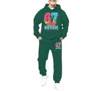 67 Meme Tracksuit Sets for Kids 2 Piece Outfits Long Sleeve Hoodie and Elastic Drawstring Sweatpants Christmas 6 7 Sets for Kids Back to School Activewear Santa Says Six Seven Tracksuit