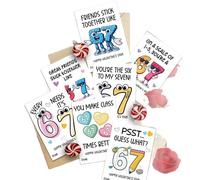 67 Meme Valentine Cards with Envelope, Funny Brainrot Valentine Playing Cards, Class Valentine's Day Gift for Husband Bf Gf Fiancé, Bulk Set Six Seven Card, Viral Trendy Romantic Design (12Pcs)