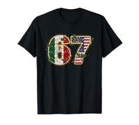 67 Mexican American Flag Flower Six Seven Christmas Pajama T-Shirt
