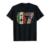 67 Mexican American Flag Flower Six Seven Gen Alpha Slang T-Shirt