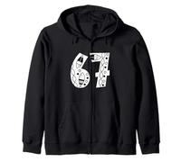 67 Nordic Fish Boat Scandi Folk Art Number Design Zip Hoodie