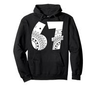 67 Nordic Scandi Abstract Folk Art Geometric Number Design Pullover Hoodie