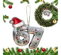 67 Ornament | 2D Acrylic Christmas Decor,Fun Six Seven Pendant Party Decorations | for Wall Door Indoor Outdoor Yard Porch Garden Home Holiday Birthday