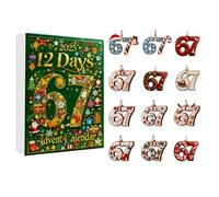 67 Ornaments For Christmas Tree, 12-Days 2D Acrylic 67 Christmas Ornament, Six Seven Advent Calendars Gift