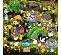 67 Pcs Mini Fairy Garden Accessories Kit Enchanted Miniature House Bridge
