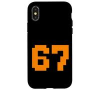 67 Pixel Block Number Graphic Vintage Arcade 8-Bit Style Case for iPhone X/XS