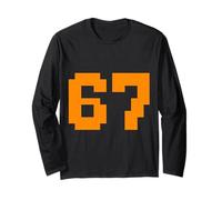 67 Pixel Block Number Graphic Vintage Arcade 8-Bit Style Long Sleeve T-Shirt