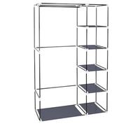 67" Portable Wardrobe Closet with Non-woven Fabric Hanging Rod Easy Assembly Space-Saving Storage Solution for Clothes Gray Color Perfect for Home or Travel