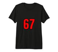 67 Retro 80s Numeric Six Seven Statement Minimal Design Premium T-Shirt