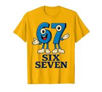 67 Six Seven 6-7 - Gen Alpha Italian Brainrot Gaming Meme T-Shirt, Men, Golden Yellow, Medium