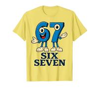67 Six Seven 6-7 - Gen Alpha Italian Brainrot Gaming Meme T-Shirt, Men, Lemon Yellow, Small