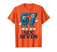 67 Six Seven 6-7 - Gen Alpha Italian Brainrot Gaming Meme T-Shirt, Men, Orange, 3X-Large