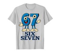 67 Six Seven 6-7 - Gen Alpha Italian Brainrot Gaming Meme T-Shirt, Men, Silver Grey, Large