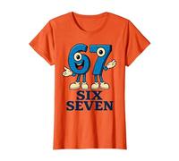 67 Six Seven 6-7 - Gen Alpha Italian Brainrot Gaming Meme T-Shirt, Women, Orange, Large