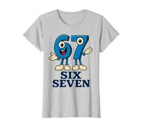 67 Six Seven 6-7 - Gen Alpha Italian Brainrot Gaming Meme T-Shirt, Women, Silver Grey, X-Small