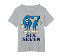 67 Six Seven 6-7 - Gen Alpha Italian Brainrot Gaming Meme T-Shirt, Women's Plus, Heather Grey, 2X