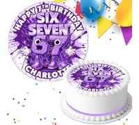 67 SIX SEVEN HAPPY BIRTHDAY PERSONALISED 7.5 INCH PRE-CUT EDIBLE ICING CAKE TOPPER DECORATION M-584