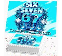67 SIX SEVEN HAPPY BIRTHDAY PERSONALISED A4 SIZED EDIBLE ICING CAKE TOPPER DECORATION GC-913