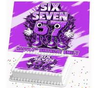67 SIX SEVEN HAPPY BIRTHDAY PERSONALISED A4 SIZED EDIBLE ICING CAKE TOPPER DECORATION GC-917