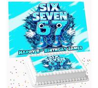 67 SIX SEVEN HAPPY BIRTHDAY PERSONALISED RECTANGLE EDIBLE ICING LARGE CAKE TOPPER DECORATION SUITABLE FOR USE ON COSTCO CAKE GC-913