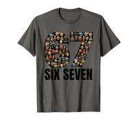 67 Six Seven Italian Brainrot Gen Alpha Slang Meme T-Shirt, Men, Asphalt Grey, 3X-Large