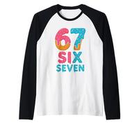 67 Sixty Seven Donut Icing Sprinkle 67th Birthday Raglan Baseball Tee