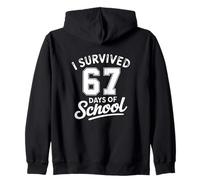 67 - Sixty Seven Number - Survived 67 Days of School Meme Zip Hoodie