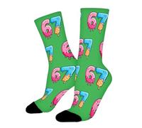 67 Socks, Ice Cream 67 Socks, Six Seven Meme Design Crew Sock, Novelty Six Seven Creams Drips Baseball Sock, Funny Presents for Boys, Girls, Men, Women