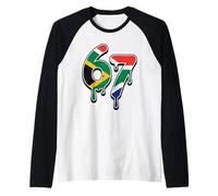 67 South Africa Six Seven South African Flag Raglan Baseball Tee