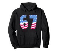 67 Stars and Stripes Number Graphic Patriotic Style Lucky 67 Pullover Hoodie