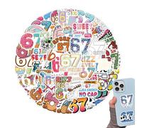 67 Stickers - Waterproof Number Laptop Decal Set, Fun 67 Meme Stickers for Custom Decoration, Ideal for Guitar Phone Scrapbook Skateboard Luggage Journal Crafts Bumper Wall Stationery Personal Project