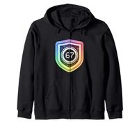 67 Tech Shield Digital Emblem Art Zip Hoodie