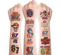 67 Temporary Tattoos,10 Sheets Six Seven Tattoos for Kids,Waterproof Transfer Funny 6 7 Tattoo Body Face Stickers for Kids Teens Adult Party Bag Fillers Gifts Birthday Favors Decorations Humor Lover