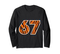 67 Tiger Stripe Number Wild Cat Theme Bold Graphic Design Long Sleeve T-Shirt