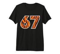 67 Tiger Stripe Number Wild Cat Theme Bold Graphic Design Premium T-Shirt