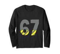 67 Under Construction Number Graphic Caution Stripe Style Long Sleeve T-Shirt