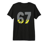 67 Under Construction Number Graphic Caution Stripe Style Premium T-Shirt