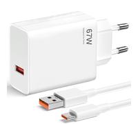 67 W USB Charger Power Supply with Type C Charging Cable 6A for Xiaomi 15 14 Ultra/14/14T/13T/13/13 Lite, Redmi Note 15 14 13 12 11 10 Pro 5G, Poco F7 X7 X6 M6 X5 Pro Fast Charger USB Power Mobile
