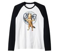 67 Wolf Howling Full Moon Gen Alpha Kids Teens Slang Meme Raglan Baseball Tee