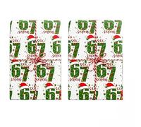 67 Wrapping Paper, 90 * 50cm 67 Christmas Wrapping Paper, Funny Gift 6 7 Wrapping Papers, White & Green DIY Gift Wrapping Papers (white*2)